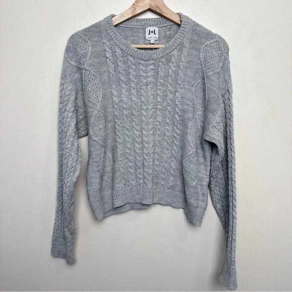John + Jenn Womens Small Cable  Crop Knitted Crew Neck Sweater - Picture 3 of 14